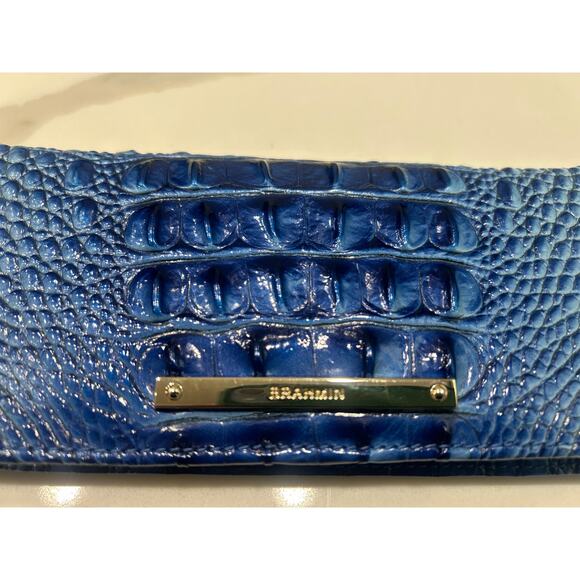 Brahmin Melbourne ADY Slim Bifold Leather Wallet cobalt potion Blue Metallic NWT - Picture 5 of 6